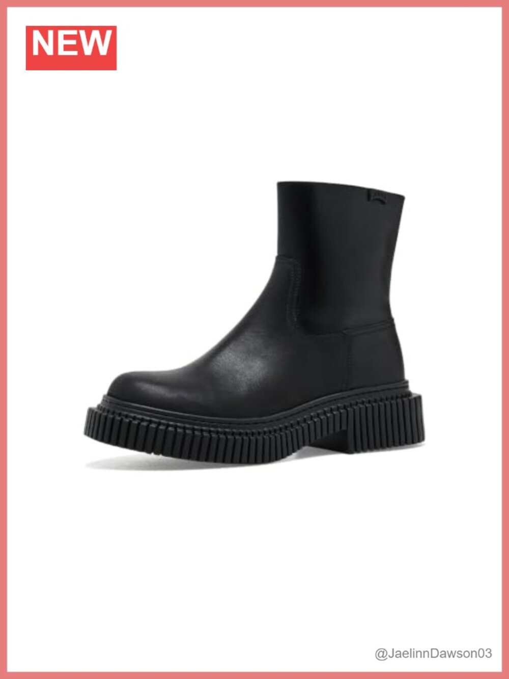 Camper Women's Black Leather Ankle Boots Block Heel Zip Calf High